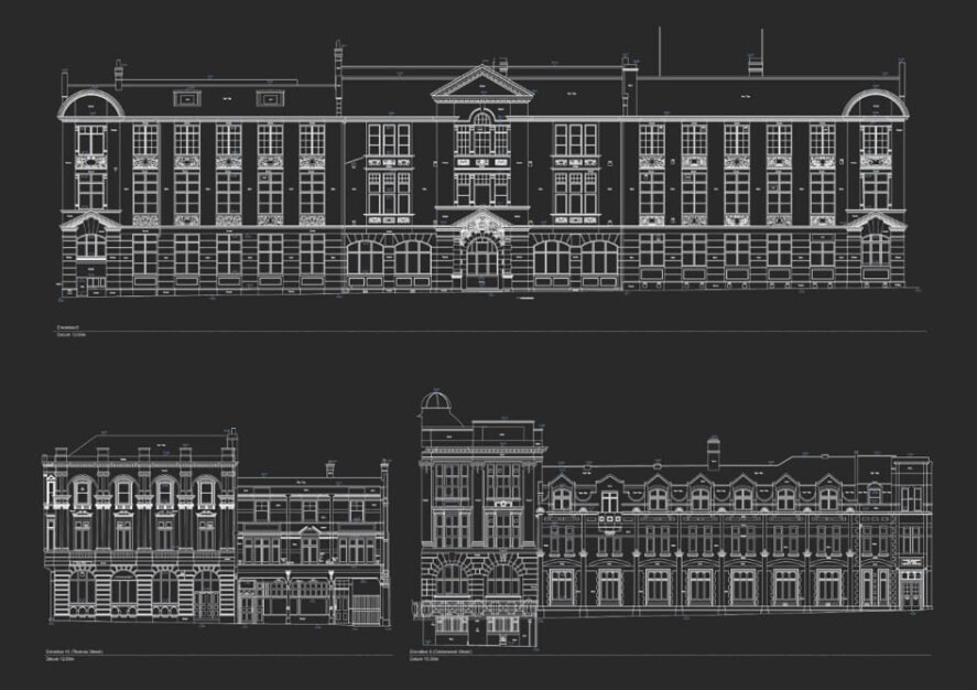 Measured façade elevations of period buildings