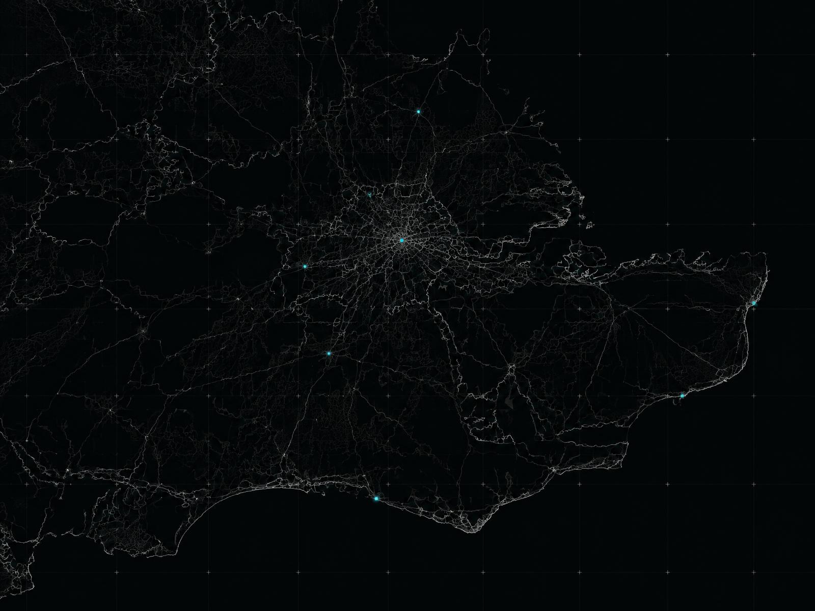 Map of Cadmap's survey coverage across London and the South of England